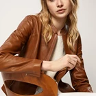 P18E037BW Fashion Lamb Nappa Brown women Leather Jacket, High Quality Leather Jacket,Lamb