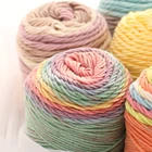 Long space dyed color change acrylic and cotton blend rainbow yarn for hat