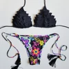 high quality Printed Ruffle Swimsuit Halter tassel brazilian Bikini for women