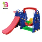 Plastic indoor outdoor use kindergarten elephant swing and slide set