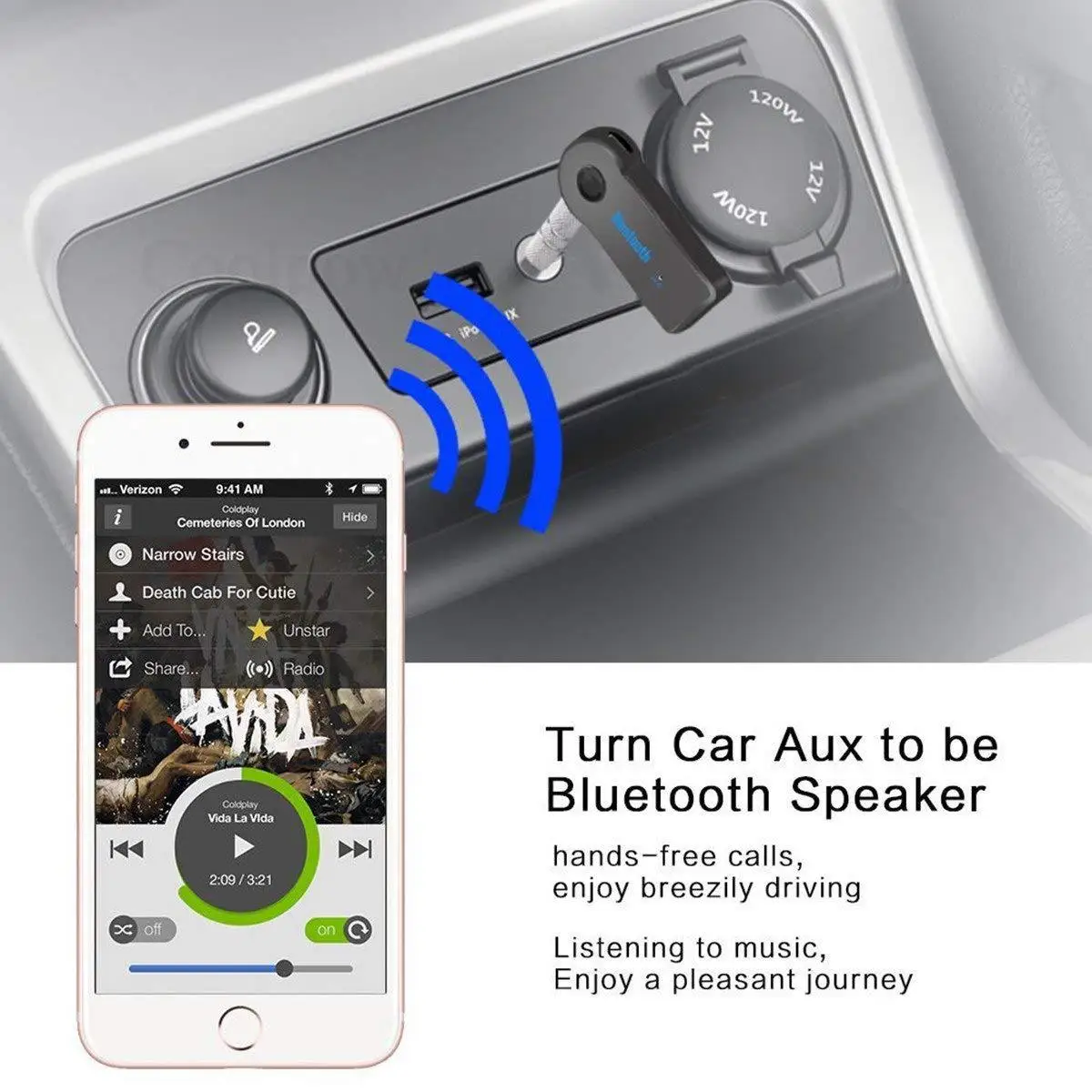 APPACS Aux Audio Home Stereo Music 3.5mm Car Bluetooth Receiver - ANKUX.COM