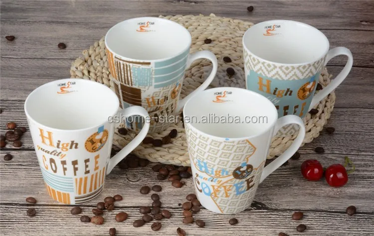 v shape full printed espresso keep ceramic custom coffee mug cup