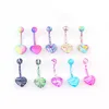 New Fashion Design Mix 10 Color Stainless Steel Heart Shape Navel Piercing Belly Button Rings For Women