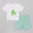 baby boys spring Embroidery frog boutique top t-shirts children clothes