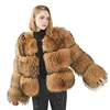2018 Fashion Women Short Style Real Raccoon Fur Coat Custom Winter Female Russian Raccoon Fur Coat