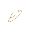 sl00535 Crystal Trim Branch Shaped Simple Gold Cuff Bangle Bracelet