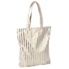 Fashion Shopping Bag Golden Printed Striped Utility Cotton Canvas Tote Bag