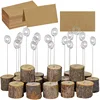 10PCS Wooden Place Card Holders Rustic Iron Wire Clip Holder Stand Holders Paper Note Clip for Party Wedding Table Stand