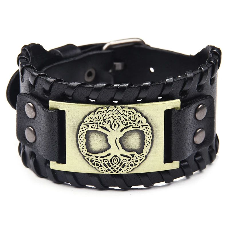 Vintage Wide Genuine Leather Bracelet Wristband Life Tree Metal Charm Punk Men Bracelets (SK542), As picture
Vintage Wide Genuine Leather Bracelet Wristband Life Tree Metal Charm Punk Men Bracelets (SK542), As picture