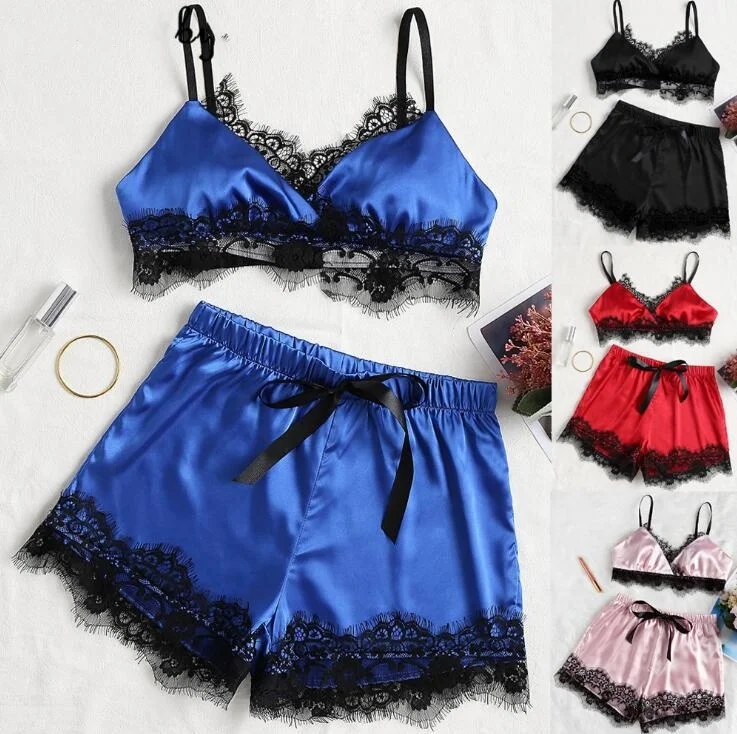 SFY738 womens lady black blue satin sexy lingerie set, Black, red,pink,green,red,blue
SFY738 womens lady black blue satin sexy lingerie set, Black, red,pink,green,red,blue