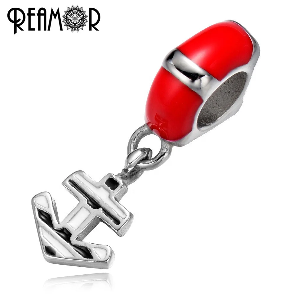 REAMOR 316l Stainless steel Red Enamel Anchor Dangle Charms Beads European Pan Style Beads Pendant for Jewelry Making Pan Style
REAMOR 316l Stainless steel Red Enamel Anchor Dangle Charms Beads European Pan Style Beads Pendant for Jewelry Making Pan Style