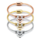 New Style Heart Crystal Charm Bracelets Bangles Magnet Clasp With Snake Chain 316L Stainless Steel Women Bangles jewelry