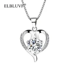 ELBLUVF Free Shipping 925 Plated Alloy Copper Zircon Women Jewelry White Purple Sterling silver Love Heart Necklace