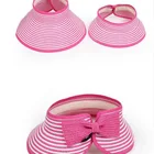 Fashion ladies foldable large brim paper straw roll up beach sun hat cheap straw sun visor