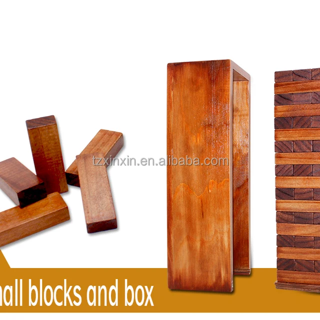 mini brown tumbling tower wooden blocks for kids building set