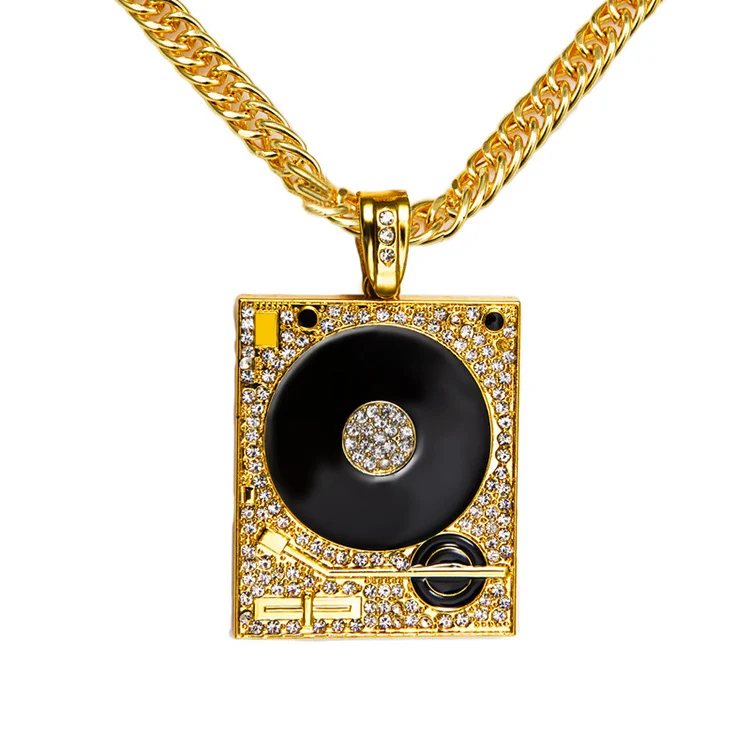18kgp Gold Plated Crystal Phonograph Pendant Hip Hop DJ Rap Necklace, 18k gold plated or silver
18kgp Gold Plated Crystal Phonograph Pendant Hip Hop DJ Rap Necklace, 18k gold plated or silver