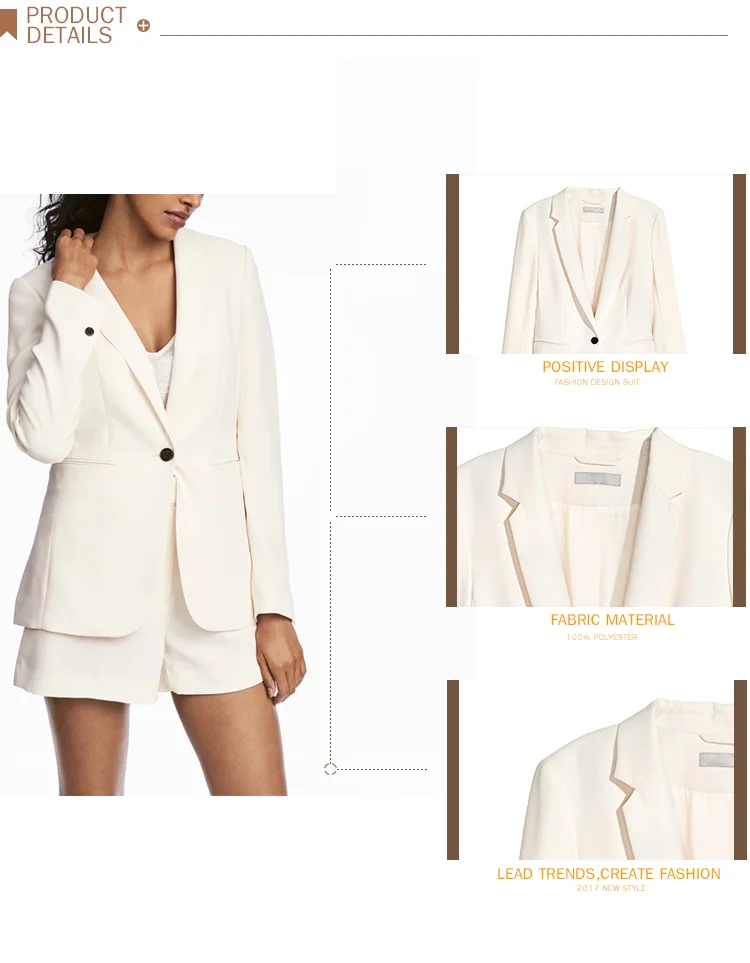 Modern formal white women ladies business office suit jacket