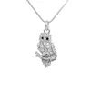 Custom Design Accept White Crystal Rhinestone Inlay Animal Silver Owl Necklaces For Women Wisdom Bird Jewelry