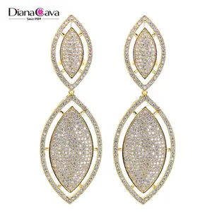 style zircon clear stones statement design wedding drop earrings