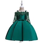 Children Clothes Stock Baby Girl Kids Frock Design Lace Sleeves Baby Girl Birthday Wedding Party Dress L5083