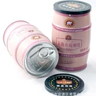 barrel shape cylinder coffee can tin box with plastic lid packing coffee
