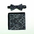 custom double side printing red and navy paisley silk scarf pocket square sets SET0045