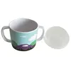 unbreakable two handles melamine kids mugs cups with PP cover lid