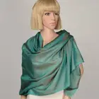 China factory lady fashion silk feel two color-plain yarn dyed scarf and shawl with crochet fringes
