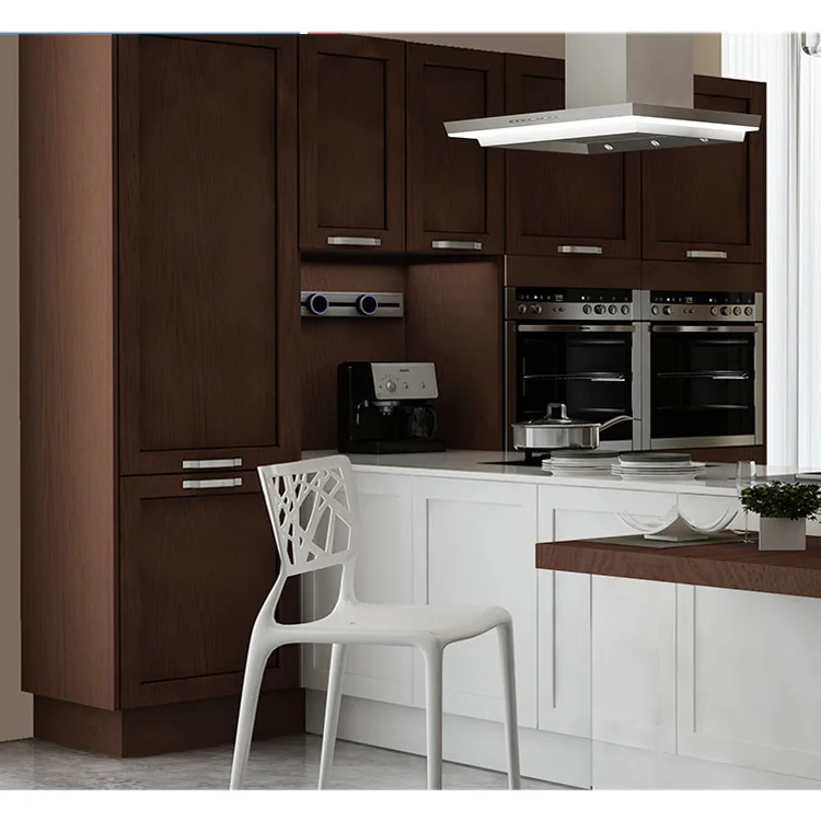 Country Style Modular White Pvc Melamine Door Kitchen Cabinets For