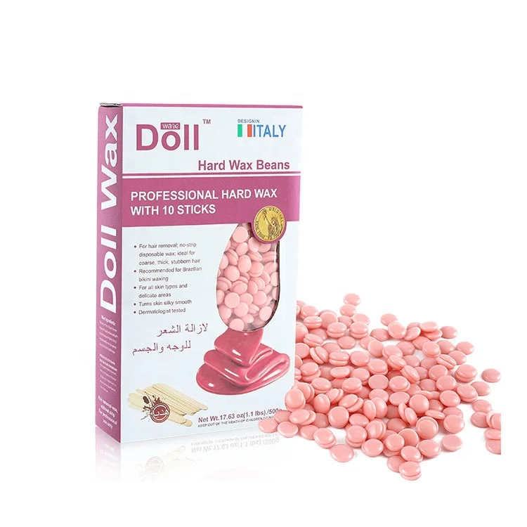 Doll Wax 500g Pink Depilatory Hard Wax Beans Body Hair Removal For