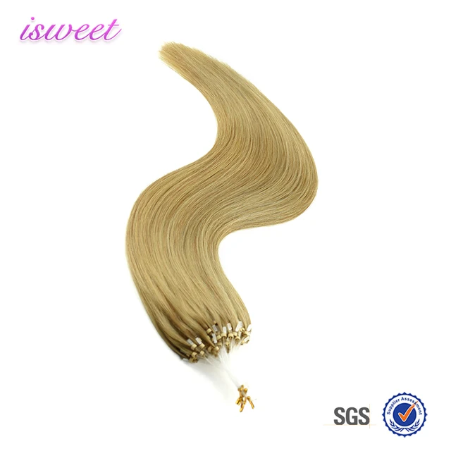 100% unprocessed virgin brazilian micro ring hair,double drawn remy loop human hair