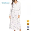 Custom Floral Printed Pyjamas V Neck Dress Sleep Wear Oversize Long Nightgown