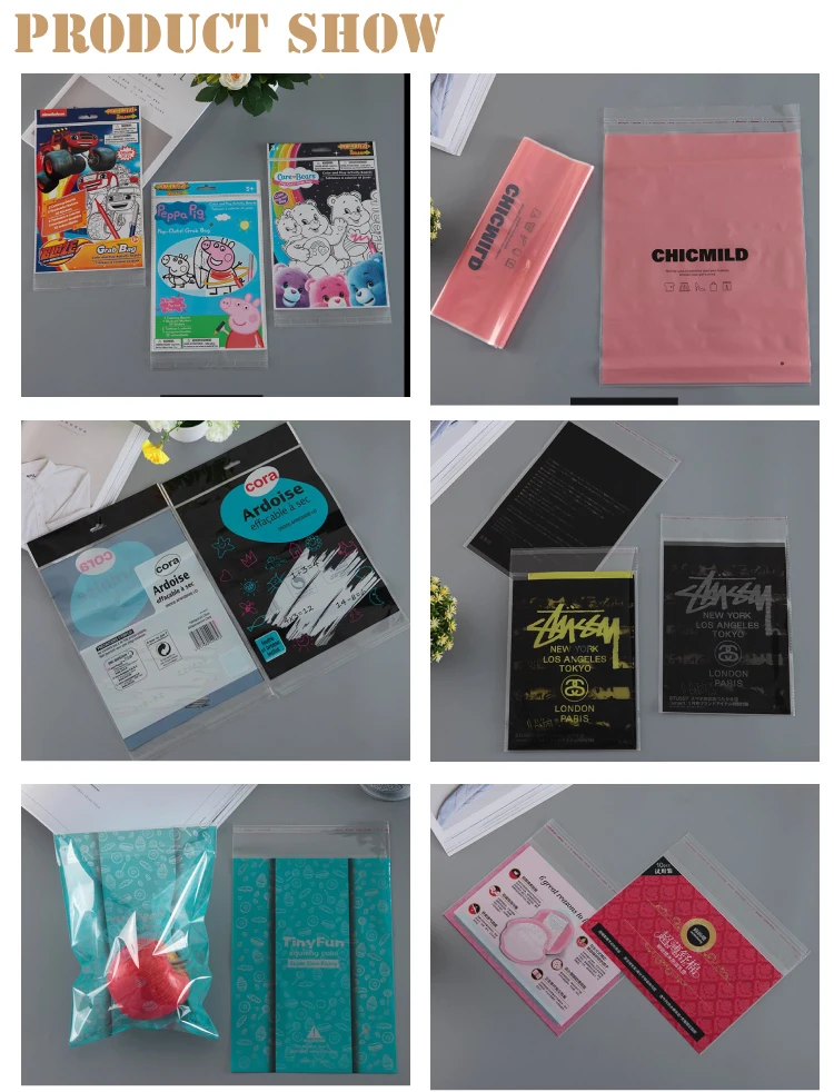 new design custom printing clear plastic printed self adhesive package packing opp bag 