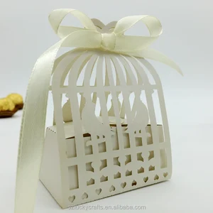 favors gift boxes laser cut champagne birdcage wedding candy bo