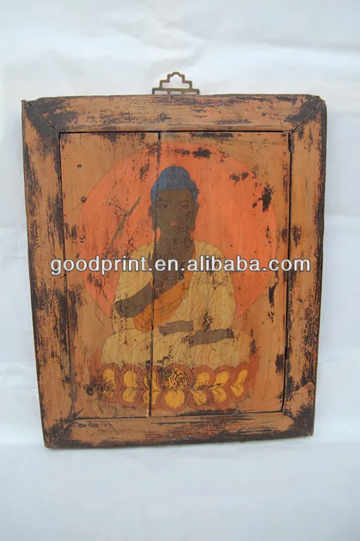 Vintage Antique Wooden Hand Painting Buddha Home Decorative Ornament 5.jpg