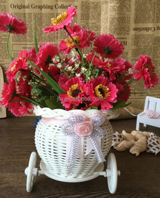 bicycle style flower basket artificial flower arrangement home