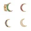 2018 trendy gold jewelry custom CZ moon earrings designs for girls