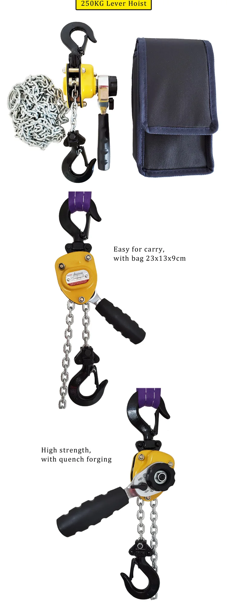 250KG Mini Hand Chain Lever Hoist Block for Garage Home Construction Use