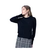 Women High Elastic Long Sleeve 100% Wool Turtleneck Ladies Black Knit Pullover