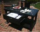 Modern Mobile Home Furniture Dining Rattan Table With Drawer