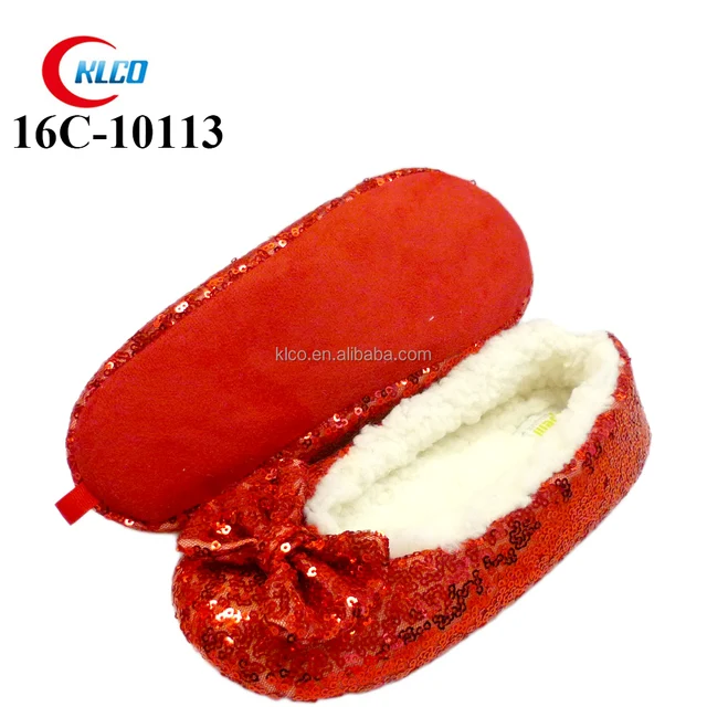 winter high quality sequins ornaments plush indoor shoes for