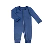 factory direct supply wholesale baby romper dark blue zipper romper newborn o-neck long sleeveless plain romper