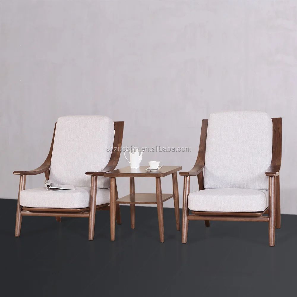 North America Black Walnut Modern Wood Furniture Balcony Chair Living Room