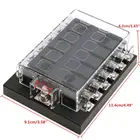10 Way Blade Fuse Box Holder with LED Warning Light Kit for Car Boat Marine Trike 12V 24V