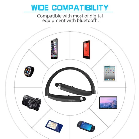 Slim Neckband Wireless outdoor sport using headset foldable retractable headphones - ANKUX.COM