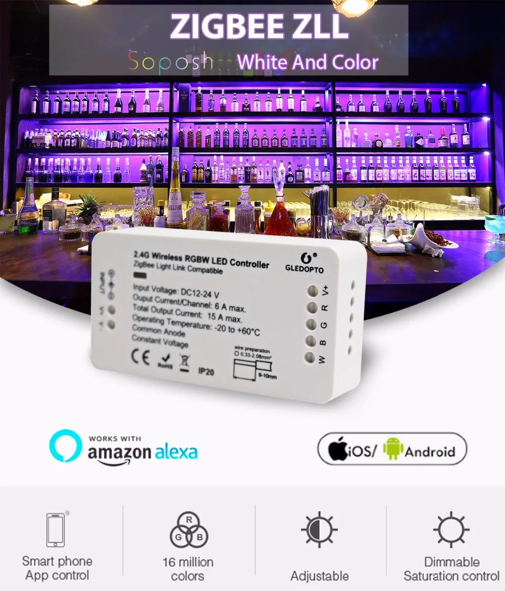 LED Single color/RGB/ RGBW/rGB+CCT led strip Wifi controller(support Home Net),remote control zigbee technology link glow light - ANKUX.COM