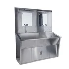 Wall mounted hands free knee operated sink hand wash basin with backsplash