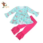 Toddler Girls outfits long sleeve outfits with flower print children clothes PGCC6088
