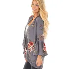 Women Trench Coat Spring/summer Fashion Patchwork Tops Trumpet Sleeves Cardigan
