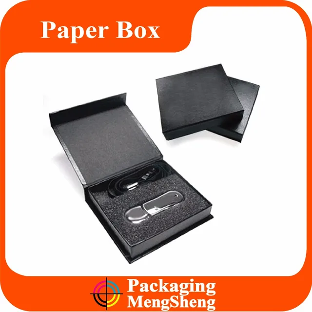 custom printing elegant magnetic usb gift box with foam insert